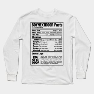 BOYNEXTDOOR Nutritional Facts 2 Long Sleeve T-Shirt